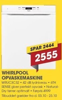 Punkt1 Whirlpool opvaskemaskine tilbud