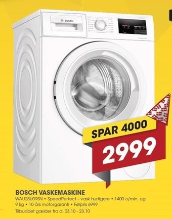 Punkt1 Bosch vaskemaskine tilbud
