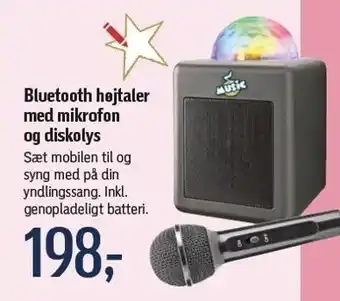 Føtex Bluetooth højtaler m. mikrofon og diskolys tilbud