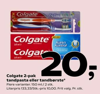 Coop 365 Colgate 2-pak tandpasta eller tandbørste tilbud
