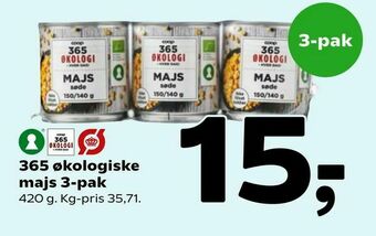 Coop 365 365 økologiske majs 3-pak tilbud