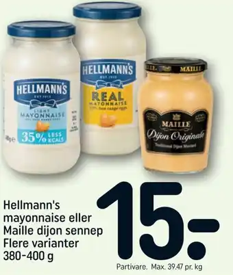 REMA 1000 Hellmann's Mayonnaise 380-400g tilbud