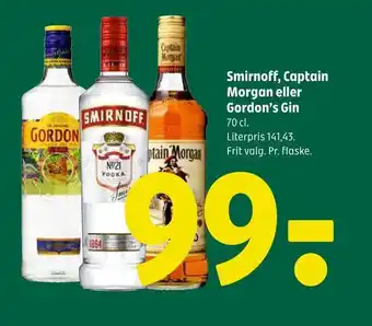 Coop 365 Smirnoff, captain morgan eller gordon's gin tilbud