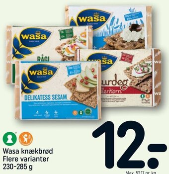 REMA 1000 Wasa Knækbrød 230-285g tilbud