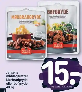 REMA 1000 Jensens middagsretter Mørbradgryde eller bøfgryde 400g tilbud