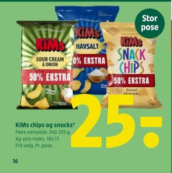 Coop 365 Kims chips tilbud