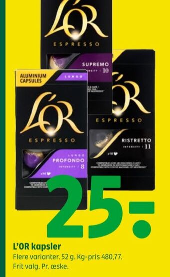 Coop 365 Lor kaffekapsler tilbud