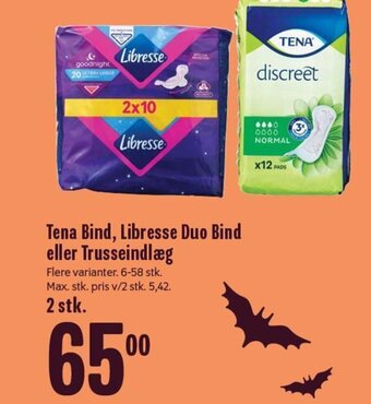 Min Købmand Tena Bind, Libresse Duo Bind eller Trusseindlæg tilbud