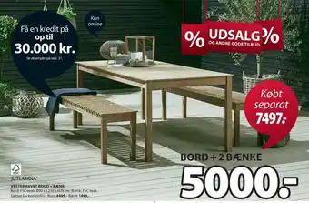 JYSK Vesterhavet Bord + Bænk tilbud