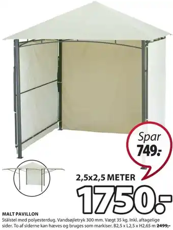 JYSK Malt Pavillon 2, 5x2,5 Meter tilbud