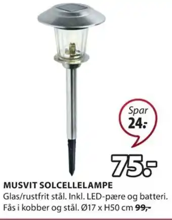 JYSK Musvit Solcellelampe tilbud