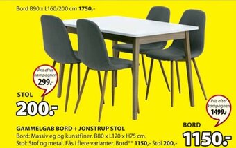 JYSK Gammelgab Bord + Jonstrup Stol tilbud