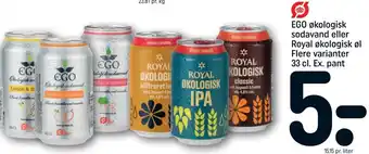 REMA 1000 EGO Økologisk Sodavand Eller Royal Økologisk øl 33cl tilbud