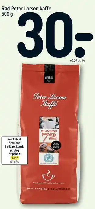 REMA 1000 Rød Peter Larsen Kaffe 500g tilbud