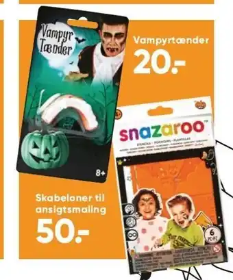Vampyrtænder el. skabeloner til ansigtsmaling