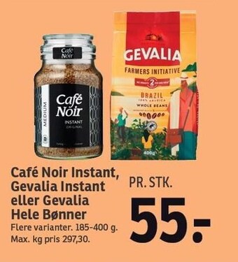 SPAR Café noir instant, gevalia instant eller gevalia hele bønner tilbud