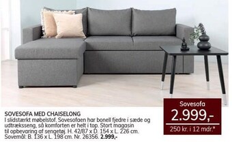 Daells Bolighus Sovesofa med chaiselong tilbud