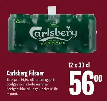 Min Købmand Carlsberg pilsner 12x33 cl. tilbud