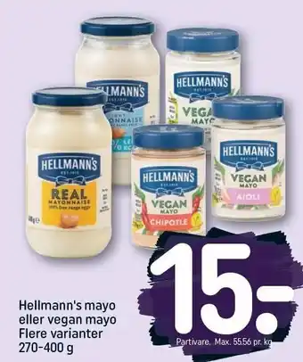 REMA 1000 Hellmann's mayo el. vegan mayo tilbud