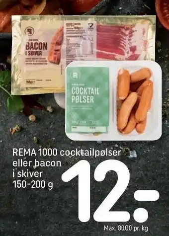 Cocktailpølser el bacon i skiver