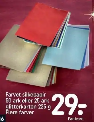 REMA 1000 Farvet silkepapir 50 ark el. 25 ark glitterkarton tilbud