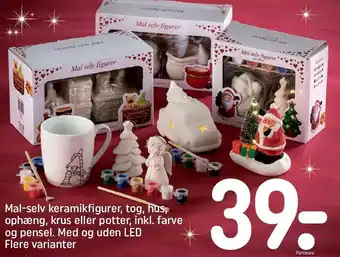 Mal-selv keramikfigurer, tog, hus, ophæng, krus el. potter inkl. farve og pensel