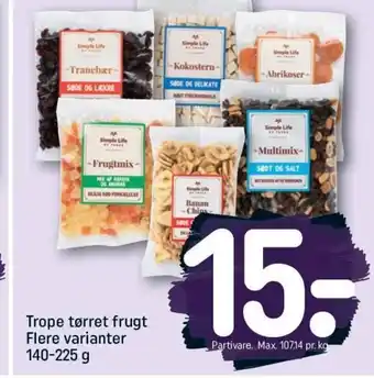 REMA 1000 Trope tørret frugt Flere varianter 140-225g tilbud