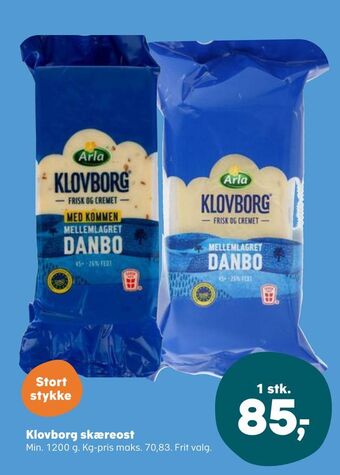 Kvickly Klovborg skæreost tilbud