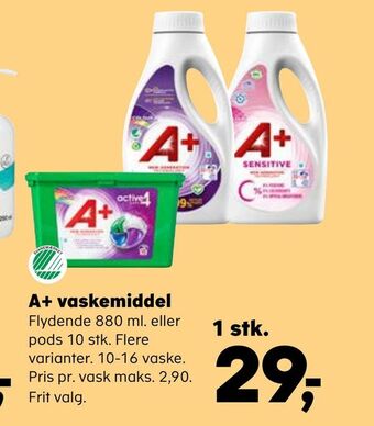 Kvickly A+ vaskemiddel tilbud