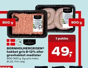 SuperBrugsen Bornholmergrisen® hakket gris 8-12% eller grovhakket medister tilbud