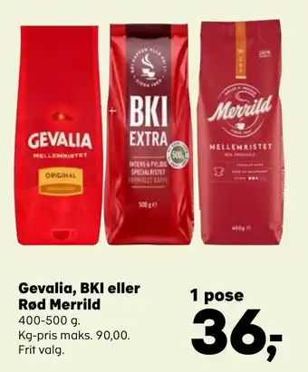 SuperBrugsen Gevalia, bki eller rød merrild tilbud