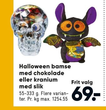 Halloween bamse med chokolade eller kranium med slik