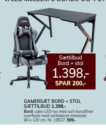 Daells Bolighus Gamersæt bord + stol sættilbud tilbud