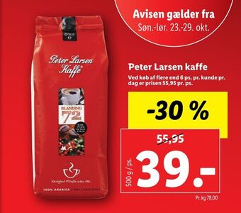 Lidl Peter larsen kaffe tilbud