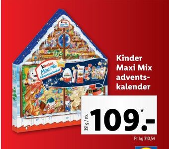 Lidl Kinder maxi mix adventskalender tilbud