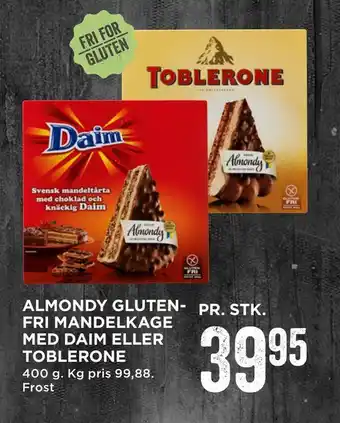 Almondy gluten fri mandelkage med daim eller toblerone
