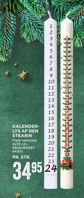 MENY Kalenderlys af ren stearin tilbud