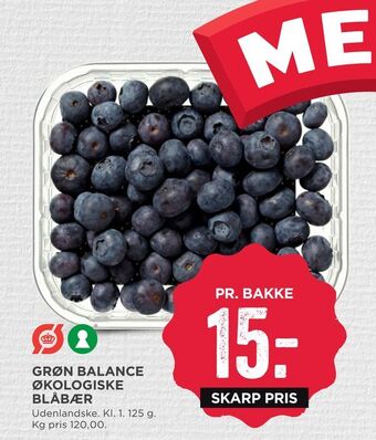 MENY Grøn balance økologiske blåbær tilbud