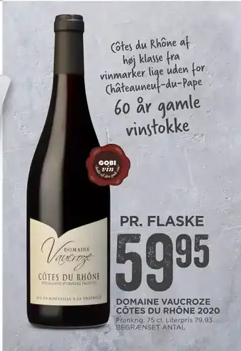MENY Domaine vaucroze côtes du rhône 2020 tilbud