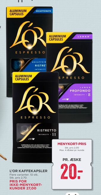 MENY L'or kaffekapsler tilbud