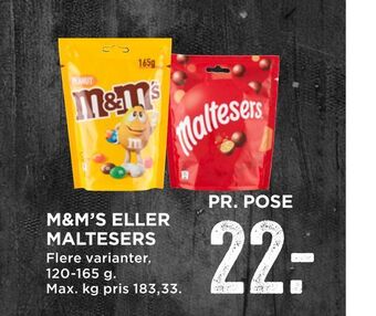 MENY M&m's eller maltesers tilbud