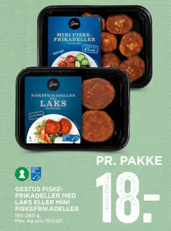 MENY Gestus fiskefrikadeller med laks eller mini fiskefrikadeller tilbud