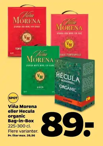 Viña morena eller hecula organic bag-in-box