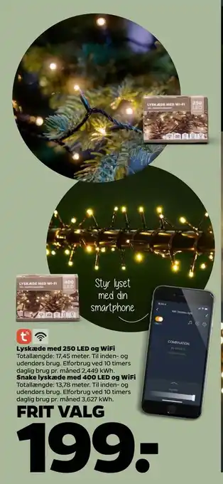 Netto Lyskæde med 250 led og wifi, snake lyskæde med 400 led og wifi tilbud