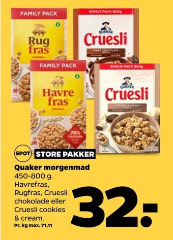 Netto Quaker morgenmad tilbud