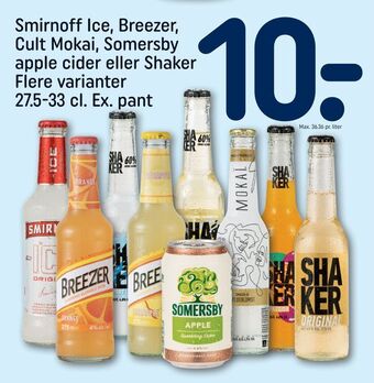 REMA 1000 Smirnoff ice, breezer, cult mokai, somersby apple cider eller shaker tilbud