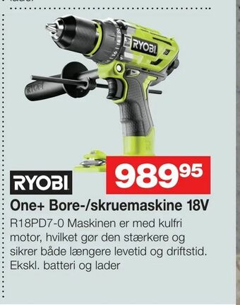 Bauhaus One+ Bore-/skruemaskine 18V tilbud