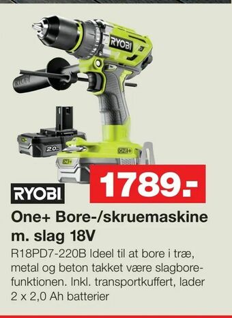 Bauhaus One+ Bore-/skruemaskine m. slag 18V tilbud