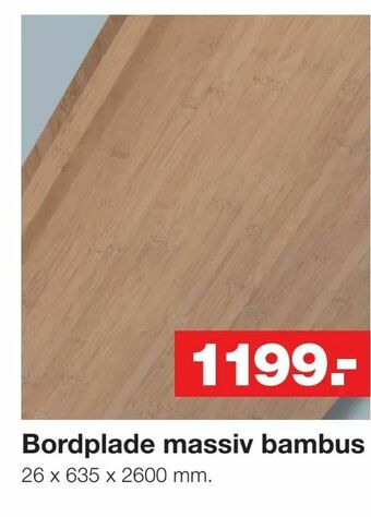 Bauhaus Bordplade massiv bambus tilbud