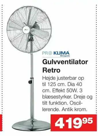 Bauhaus Gulvventilator Retro tilbud